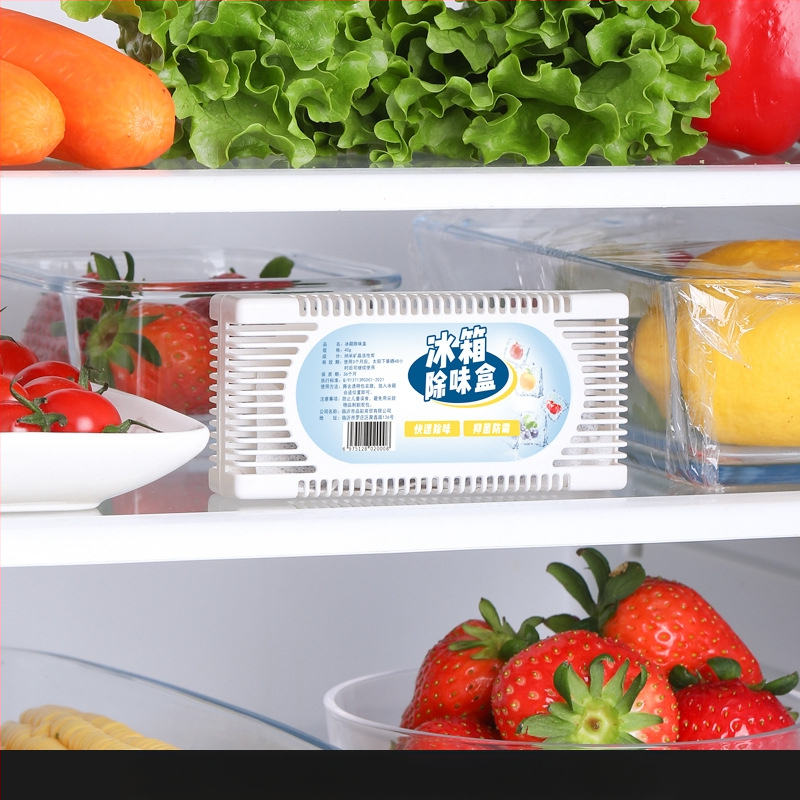 Šaldytuvo kvapų šalinimo dėžutė su aktyviuoju anglim - pašalina kvapus, grynas 40 g, pakuotė 500 vnt, Cai Run