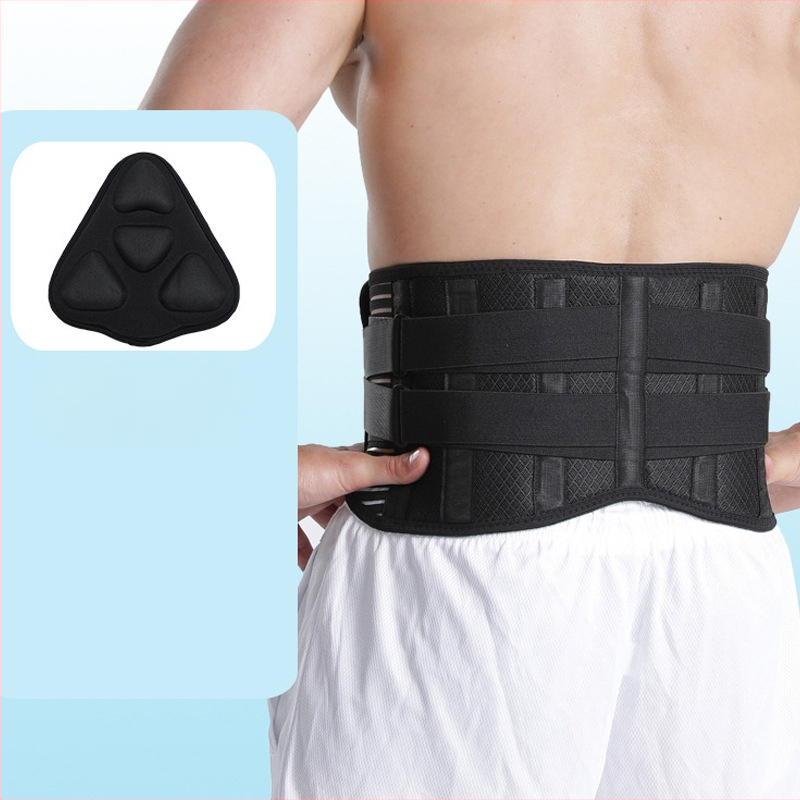 Juosmens apsauginė juosta su kvėpuojančia atrama ir plienine plokštele svorių kilnojimui; Pagrindinis medžiaga: SBR poliesterio pluoštas; Apsaugotos dalys: juosmuo; Plokštės fiksavimas: juosmens apsauga; Kategorija: juosmens apsauga