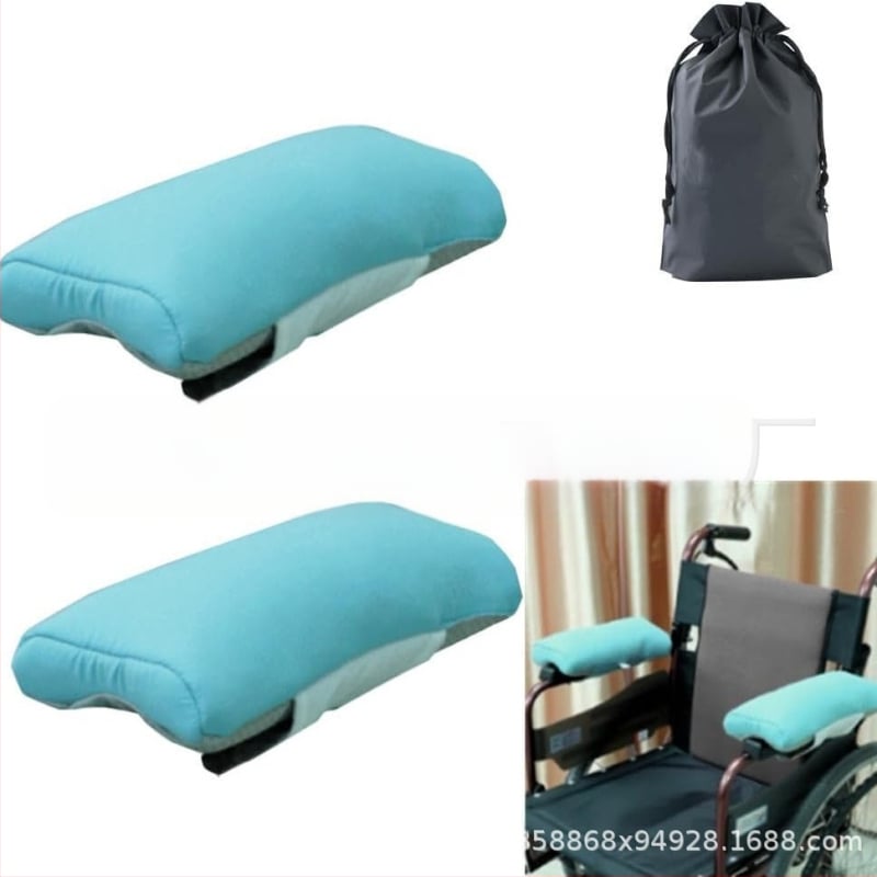 Invalidiajam vežimėliui skirta rankos atramos pagalvėlė – stačiakampio formos, velūrinis viršelis, pluošto užpildas, svoris 230 g