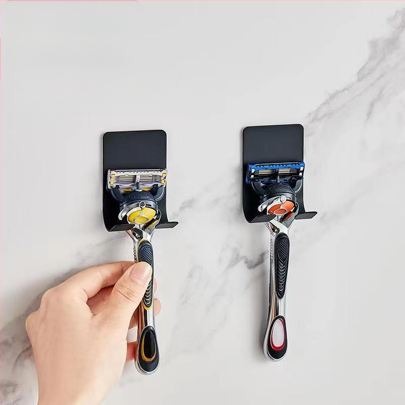 Ατσάλινη επικολλητή διπλή κρεμάστρα μπάνιου, χωρίς τρύπες και ίχνη, δοχέρι για ξυριστική μηχανή και αποθήκευση, 3 kg αντοχή, μοντέρνος μινιμαλιστικός σχεδιασμός, Le Haijia