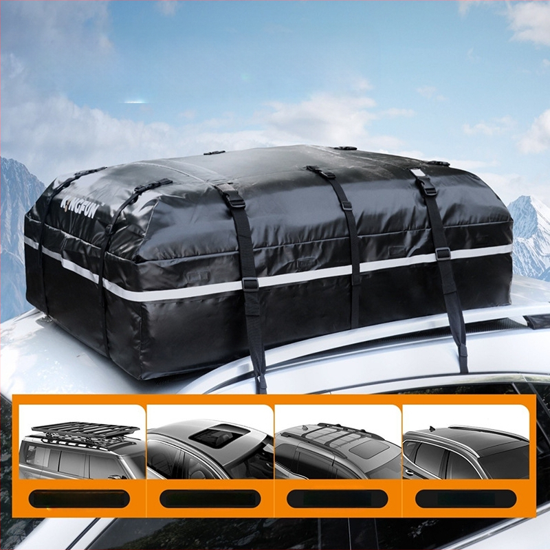 Visiškai atsparus vandeniui stogo bagažo dėžė, universali suderinamumas, 425 L talpa, modelis CH42-55, tvirtinimas juostomis