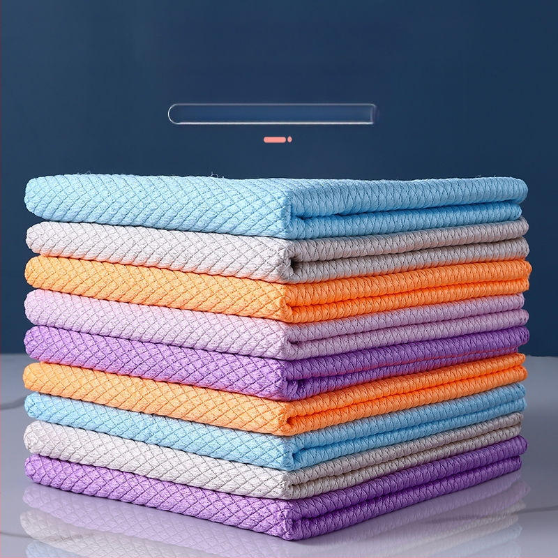 Žuvies žvynų rašto mikropluošto indų skudurėlis, sugeria, dvigubos naudojimas sausam ir šlapiam valymui, riebalų šalinimui ant stiklo paviršių.