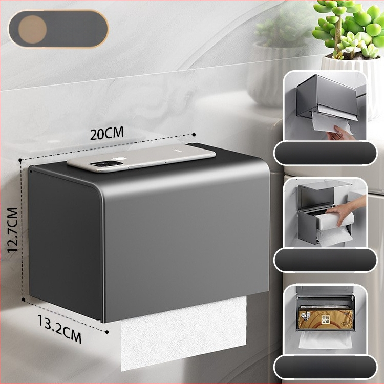 Sienas stiprināms tualetes papīra kastītes stiprinājums, ūdensnecaurlaidīgs, bez caurumiem, no alumīnija ar oksidācijas pārklājumu