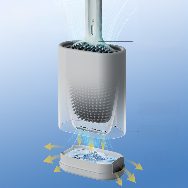 Nerūdijančio plieno tualeto šepetėlių rinkinys su baze ir sieniniu tvirtinimu, pasiekia kiekvieną kampą, svoris 315,5 g