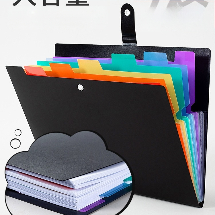 Huijin TB-106 Plastmasas 7 nodalījumu akordeona mapīte ar slēptu sprādzi, pielāgojama apstrāde