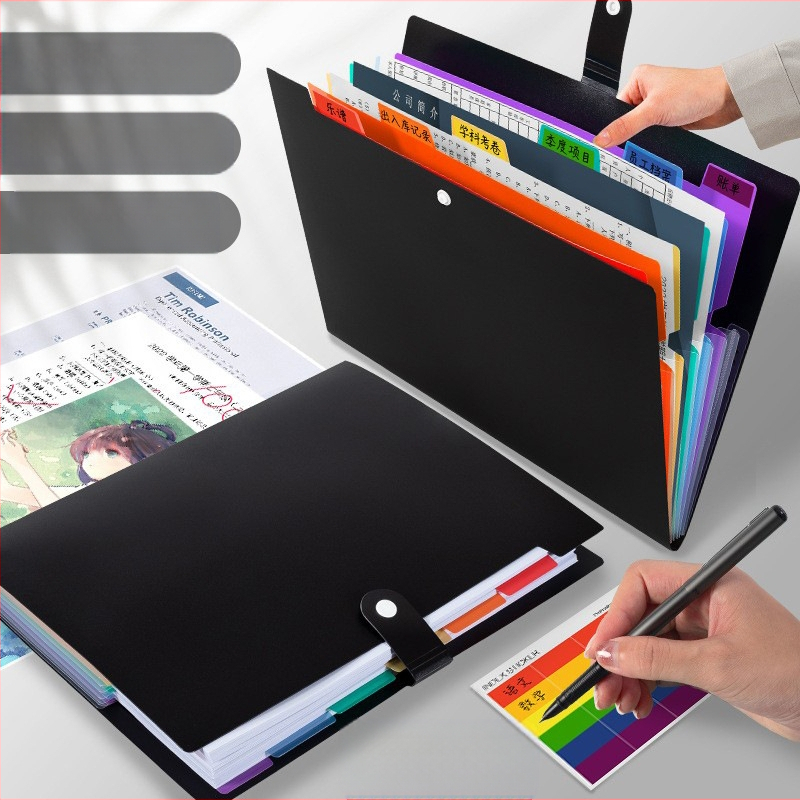 Huijin TB-106 Plastmasas 7 nodalījumu akordeona mapīte ar slēptu sprādzi, pielāgojama apstrāde