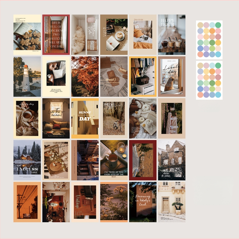 Σετ 30 καρτών ποστάλ για διακόσμηση τοίχου του σπιτιού, Bei Xiang, στυλ Retro Wind, θεμα Sunny Days