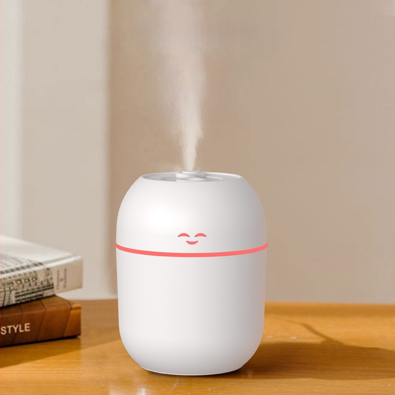 Šypsenos veido USB ultragarsinis drėkintuvas, 1 miglos išėjimas, tinkamas patalpoms iki 10 m², vandens bakas iki 0,5 L