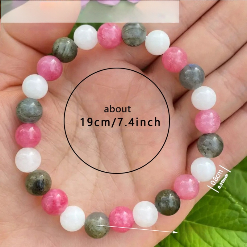 Βραχιόλι από φυσική πέτρα, unisex, χάντρες σε σχήμα αστεριού, χειροποίητο, 21 τεμάχια