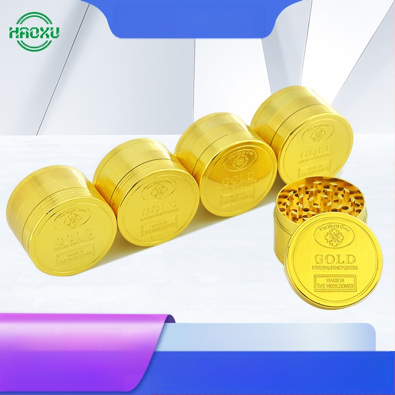 HX μεταλλικός γκριντέρ για καπνό με τέσσερα επίπεδα από κράμα ψευδάργύρου, με προσαρμοσμένο λογότυπο, συσκευασία 144 τεμάχια