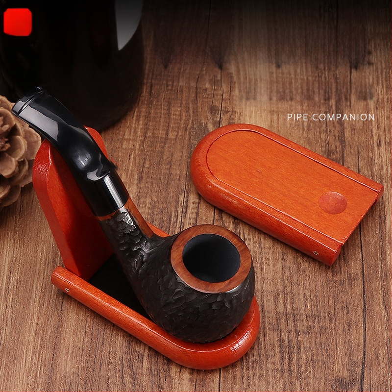 Ξύλινο διπλωτό ράφι πίπας, φορητή βάση επίδειξης από μαόνι και ροζέ ξύλο, ρετρό στυλ