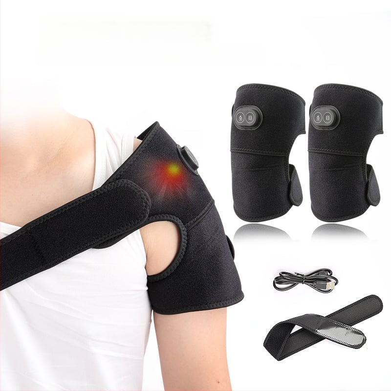 USB įkrovimo peties ir kelio šildymo masažo pagalvėlė su elastine kompresija ir vibraciniu masažu; trys temperatūros nustatymai 45/55/65 °C; išmanus temperatūros reguliavimas; medžiagos: Okcloth, SBR, poliesteris