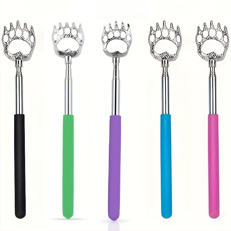 Τηλεσκοπικός ξύστρα για την πλάτη από ανοξείδωτο χάλυβα, σχέδιο αρκούδας-νύχι, μασάζ πλάτης