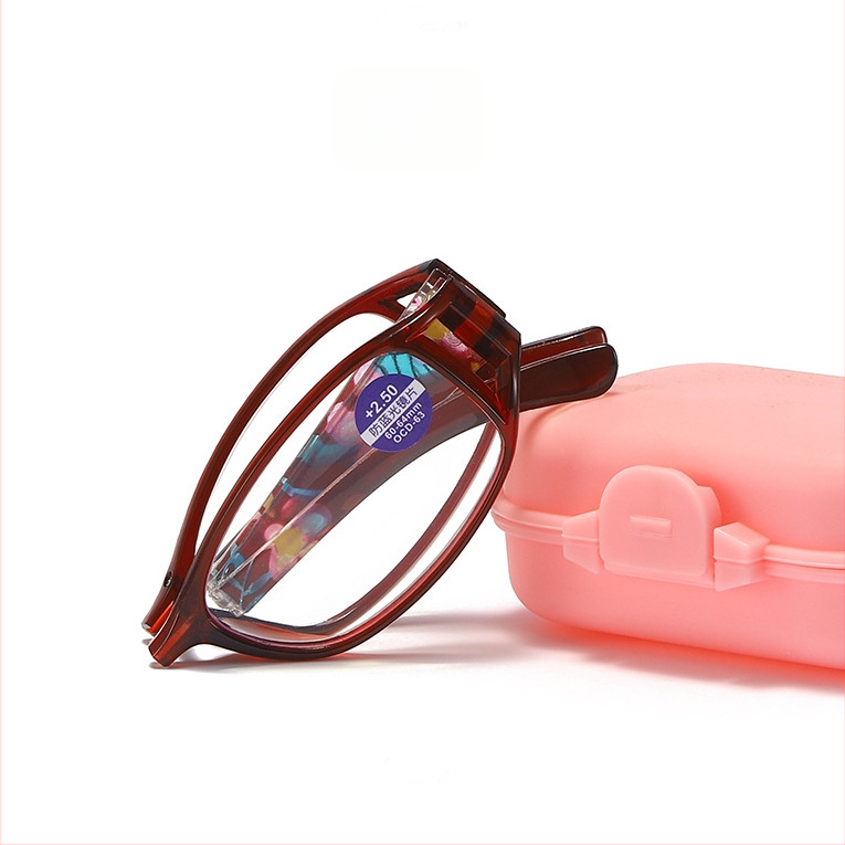 Skaitymo akiniai, sulankstomas modelis 1235, lęšiai iš dervos su anti-mėlynosios šviesos filtru, pilno rėmo iš PC, tinkami kvadratinio veido formos.