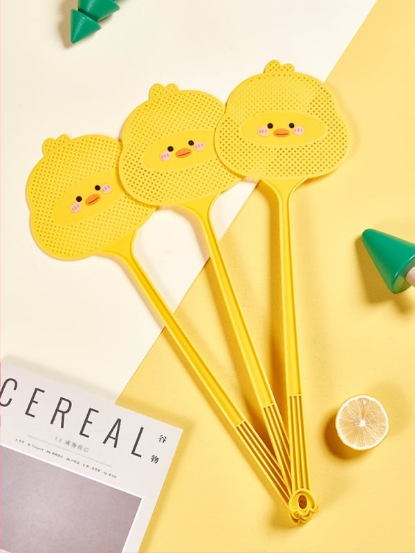 Plastikinis muselių plaktukas su ilga rankena, paprastas stilius, mielas animacinis antis dizainas, netoksiškas