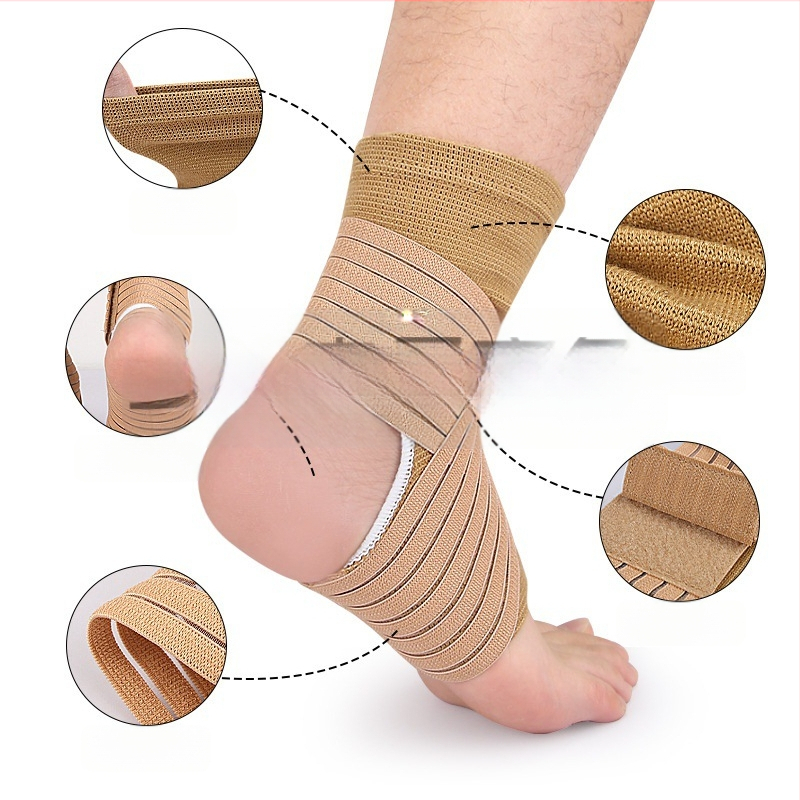 Kulkšnies apsauga su kompresijos juosta iš spandekso, tinkama krepšiniui ir badmintonui, suaugusiems