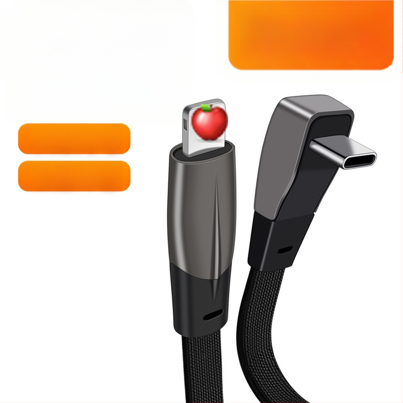 USB-C automobiliui kabelis su dviem kištukais, plokščiu laidu, greita įkrova