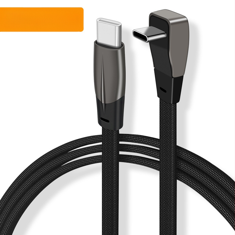 USB-C automobiliui kabelis su dviem kištukais, plokščiu laidu, greita įkrova