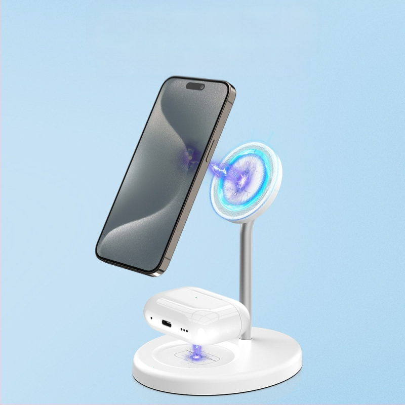 Magnetinis belaidis įkroviklis automobiliui Qi2 – 3-in-1 greitas įkrovimas AirPods ir ausinėms, 35W