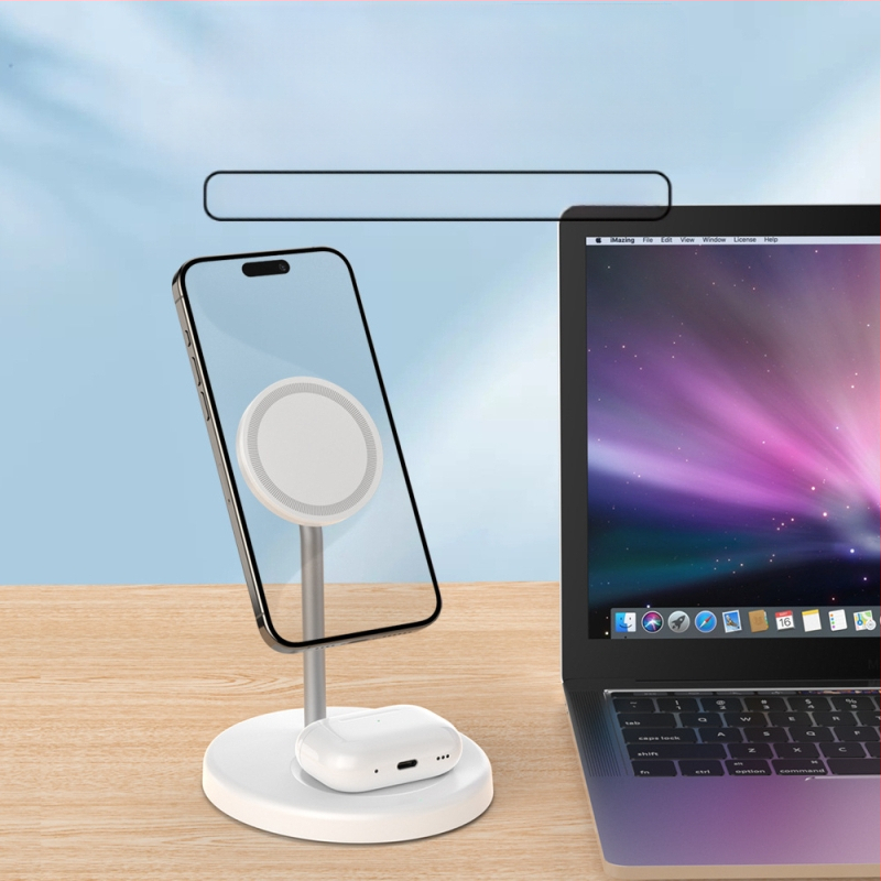 Magnetinis belaidis įkroviklis automobiliui Qi2 – 3-in-1 greitas įkrovimas AirPods ir ausinėms, 35W