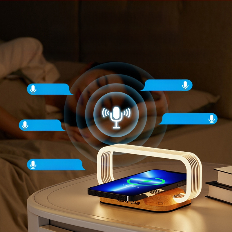 Manjia wr06c Akrilinė naktinė lemputė šalia lovos su balso valdymu, belaidė greito įkrovimo – šiuolaikinio minimalistinio stiliaus, CE sertifikatas