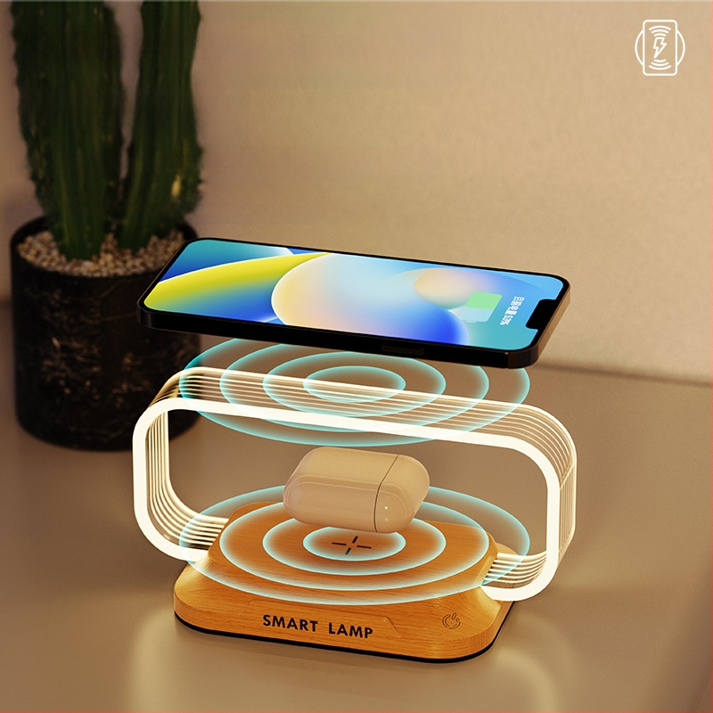 Manjia wr06c Akrilinė naktinė lemputė šalia lovos su balso valdymu, belaidė greito įkrovimo – šiuolaikinio minimalistinio stiliaus, CE sertifikatas