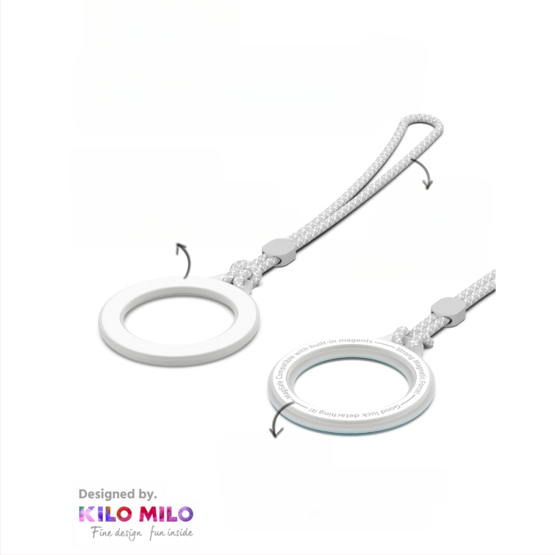 KILO MILO MagSafe magnetinis laikiklis ir žiedas krepšio pakabinimui, skaidrus dizainas, plastmasos medžiaga, bendras stilius
