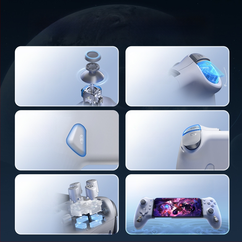 EasySMX M15 Type-C ενσύρματος φορητός ελεγκτής παιχνιδιών για κινητά — τεσσάρων Hall αισθητήρων, πλήρεις μηχανικοί διακόπτες, γραμμικοί Hall διακόπτες, 0 καθυστέρηση μέσω ενσύρματης σύνδεσης Type-C, 6 επίπεδα δόνησης, συμβατός με Android και iPhone 15