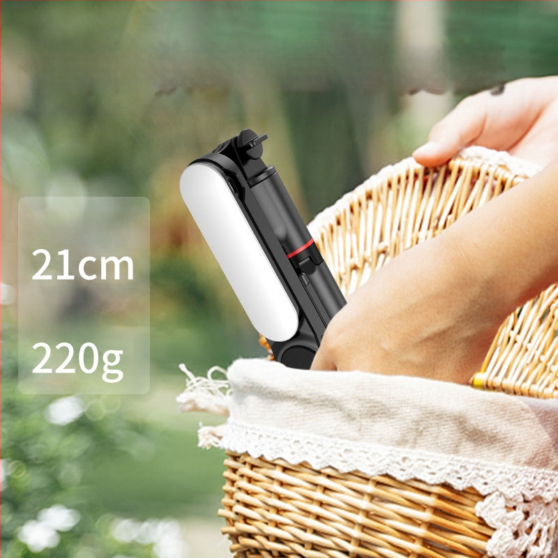 L15 Atjungiamas grožio šviesos selfių lazda, nerūdijančio plieno, išsiplečiantis trikojis stovas, Bluetooth nuotolinio valdymo pultelis