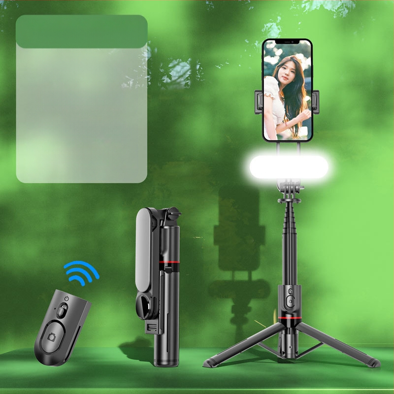 L15 Atjungiamas grožio šviesos selfių lazda, nerūdijančio plieno, išsiplečiantis trikojis stovas, Bluetooth nuotolinio valdymo pultelis