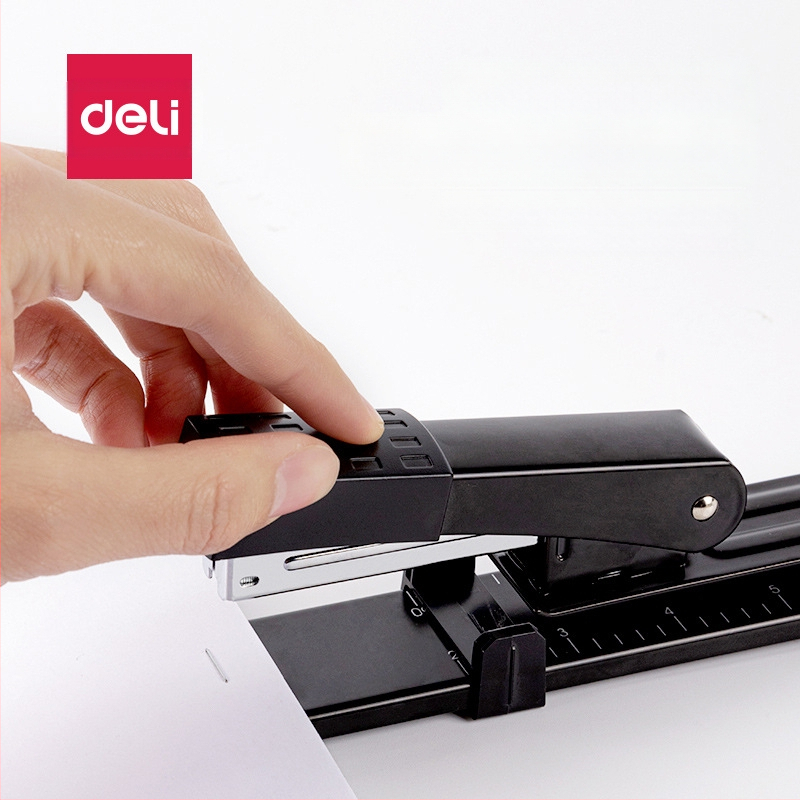 Deli 0334 garās rokas vidēja izmēra stapler dokumentu saitēšanai, saderīgs ar adatu 24/6, adatas modelis 12, neto masa 1000 g
