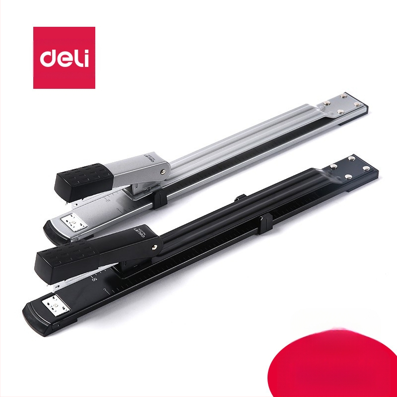 Deli 0334 garās rokas vidēja izmēra stapler dokumentu saitēšanai, saderīgs ar adatu 24/6, adatas modelis 12, neto masa 1000 g