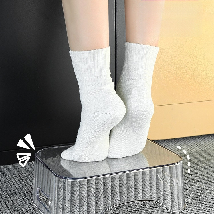 Ορθογώνιο πλαστικό σκαμπό αποθήκευσης για παπούτσια, πολυλειτουργικό υποπόδιο γραφείου κάτω από το τραπέζι – Anjin