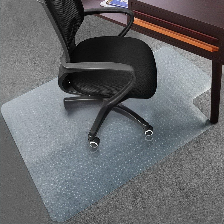 PVC kėdės kilimėlis su įspaudų paviršiumi, kvadrato formos, vienos spalvos, ploviamas