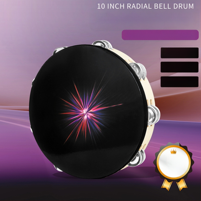 DT-73 Ξύλινο ταμπουρίν με διπλή σειρά καμπανιών, χέρι-ταμπούρ για παιδιά, συσκευασία OPP, δυνατότητα ιδιωτικής ετικέτας