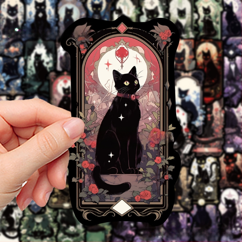 Sada samolepiek s mačacím Tarotom na telefón a iPad - PVC materiál, kreslený štýl, samolepka s tlačou, logo tlačené, IP autorizácia: Nie