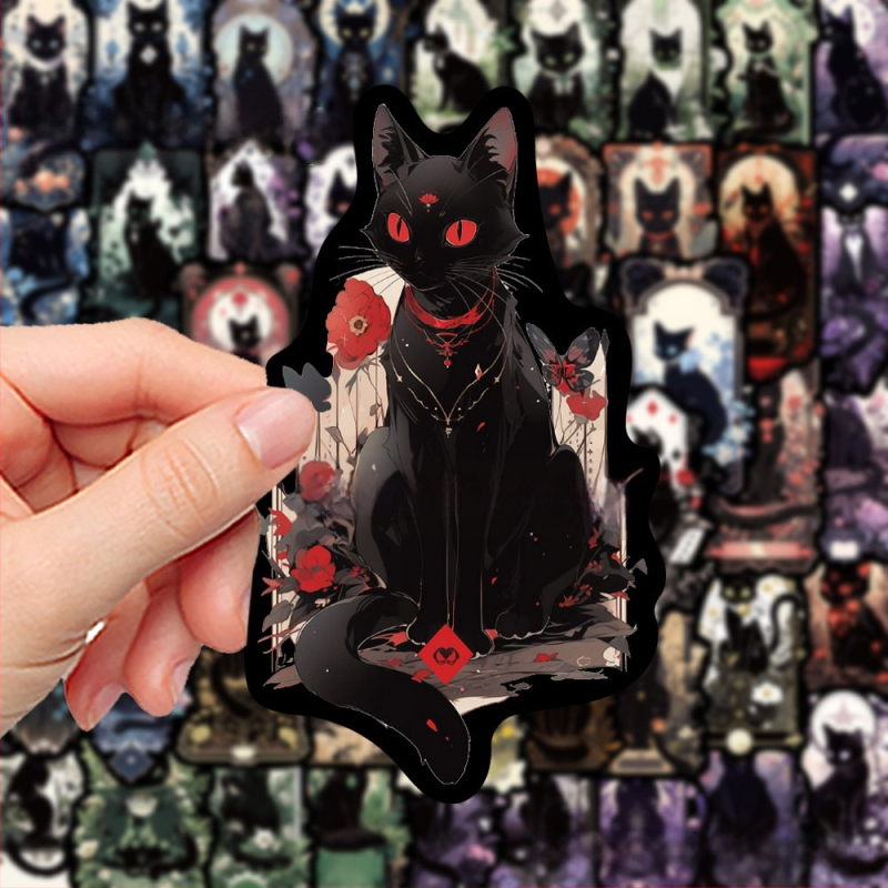 Sada samolepiek s mačacím Tarotom na telefón a iPad - PVC materiál, kreslený štýl, samolepka s tlačou, logo tlačené, IP autorizácia: Nie