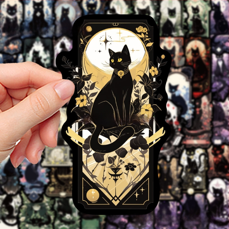 Sada samolepiek s mačacím Tarotom na telefón a iPad - PVC materiál, kreslený štýl, samolepka s tlačou, logo tlačené, IP autorizácia: Nie