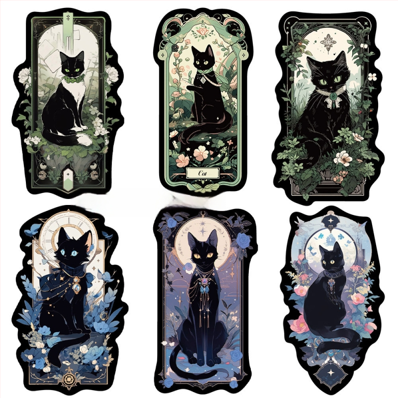Sada samolepiek s mačacím Tarotom na telefón a iPad - PVC materiál, kreslený štýl, samolepka s tlačou, logo tlačené, IP autorizácia: Nie