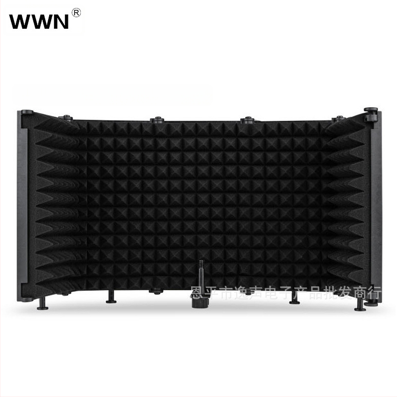 Πλαστικός θωρακισμένος απομόνωσης μικροφώνου με πέντε πάνελ για στούντιο ηχογράφηση και ζωντανές μεταδόσεις, συμβατός με πυκνωτικά μικρόφωνα, αντι-ψεκαστικό δίχτυ, εύρος συχνοτήτων 20 Hz–20 kHz, SNR ≥75 dB, χωρίς μπαταρία