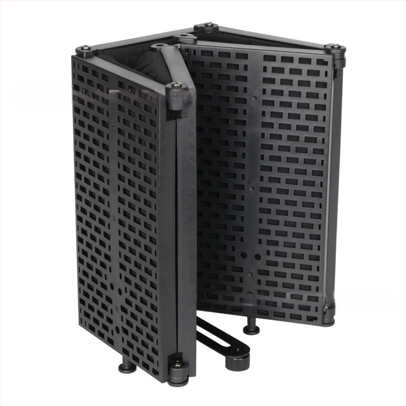 Πλαστικός θωρακισμένος απομόνωσης μικροφώνου με πέντε πάνελ για στούντιο ηχογράφηση και ζωντανές μεταδόσεις, συμβατός με πυκνωτικά μικρόφωνα, αντι-ψεκαστικό δίχτυ, εύρος συχνοτήτων 20 Hz–20 kHz, SNR ≥75 dB, χωρίς μπαταρία