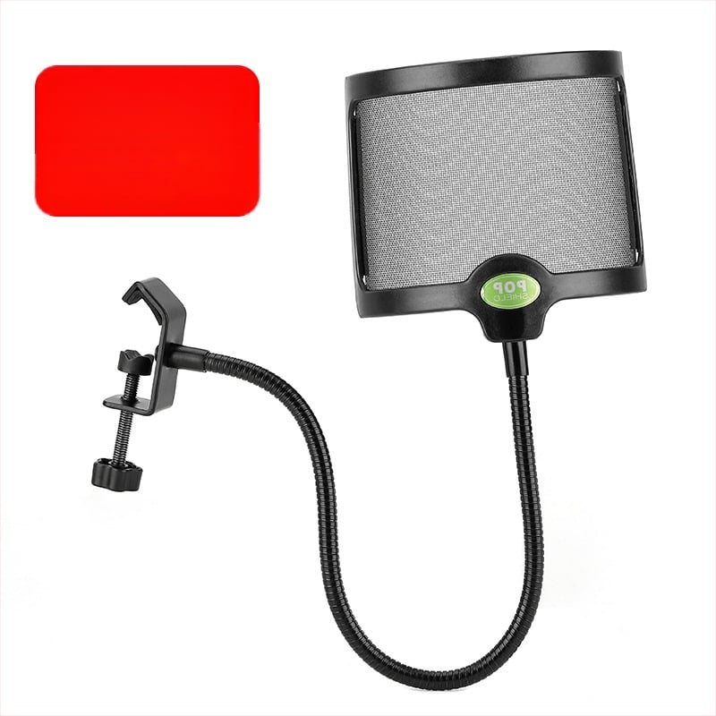 Μεταλλικός φίλτρο μικροφώνου με μεταλλικό πλέγμα και κλιπ, για ζωντανή ερμηνεία και ηχογράφηση — αντιανεμικό, προστασία από σάλιο, επαγγελματική μείωση θορύβου