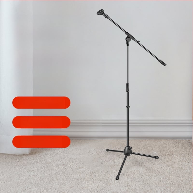 Σταντ μικροφώνου για δάπεδο, ρυθμιζόμενος ύψος, τρίποδη βάση, κατάλληλο για ζωντανές εμφανίσεις και ηχογραφήσεις