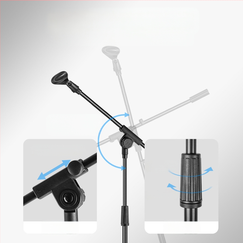 Σταντ μικροφώνου για δάπεδο, ρυθμιζόμενος ύψος, τρίποδη βάση, κατάλληλο για ζωντανές εμφανίσεις και ηχογραφήσεις