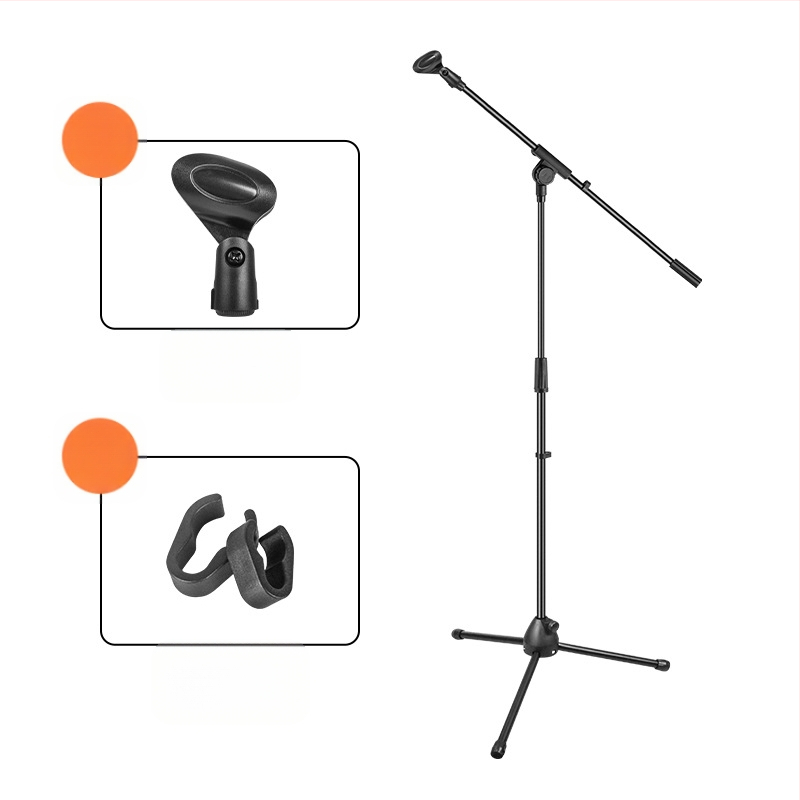 Σταντ μικροφώνου για δάπεδο, ρυθμιζόμενος ύψος, τρίποδη βάση, κατάλληλο για ζωντανές εμφανίσεις και ηχογραφήσεις