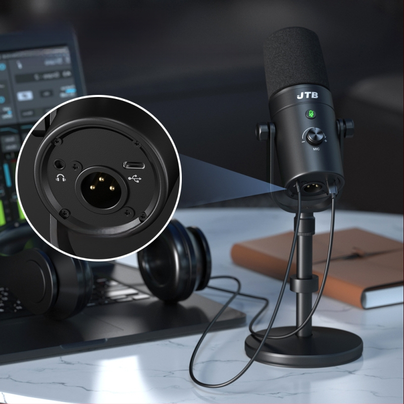 Επαγγελματικό δυναμικό μικρόφωνο με μείωση θορύβου, παρακολούθηση σε πραγματικό χρόνο για ζωντανή βίντεο μετάδοση, διπλός διασύνδεσμος USB/XLR, SNR ≥ 85 dB