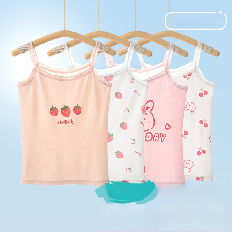 Mergaitėms be rankovių liemenėlė – 95% medvilnė, cartoon raštas, švelnus audinys, vaikams