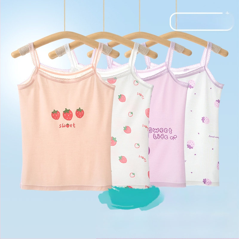 Mergaitėms be rankovių liemenėlė – 95% medvilnė, cartoon raštas, švelnus audinys, vaikams