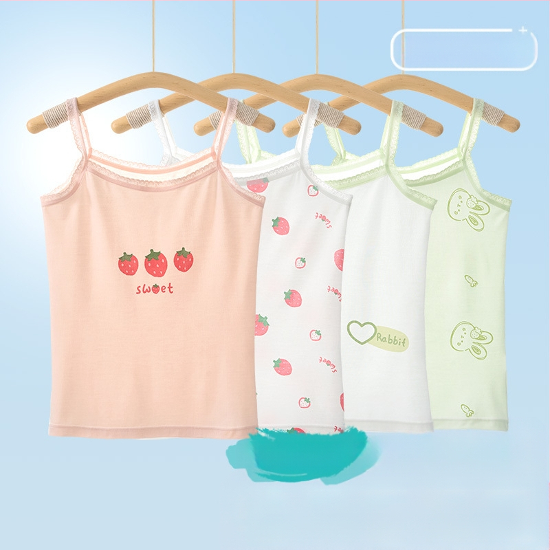 Mergaitėms be rankovių liemenėlė – 95% medvilnė, cartoon raštas, švelnus audinys, vaikams