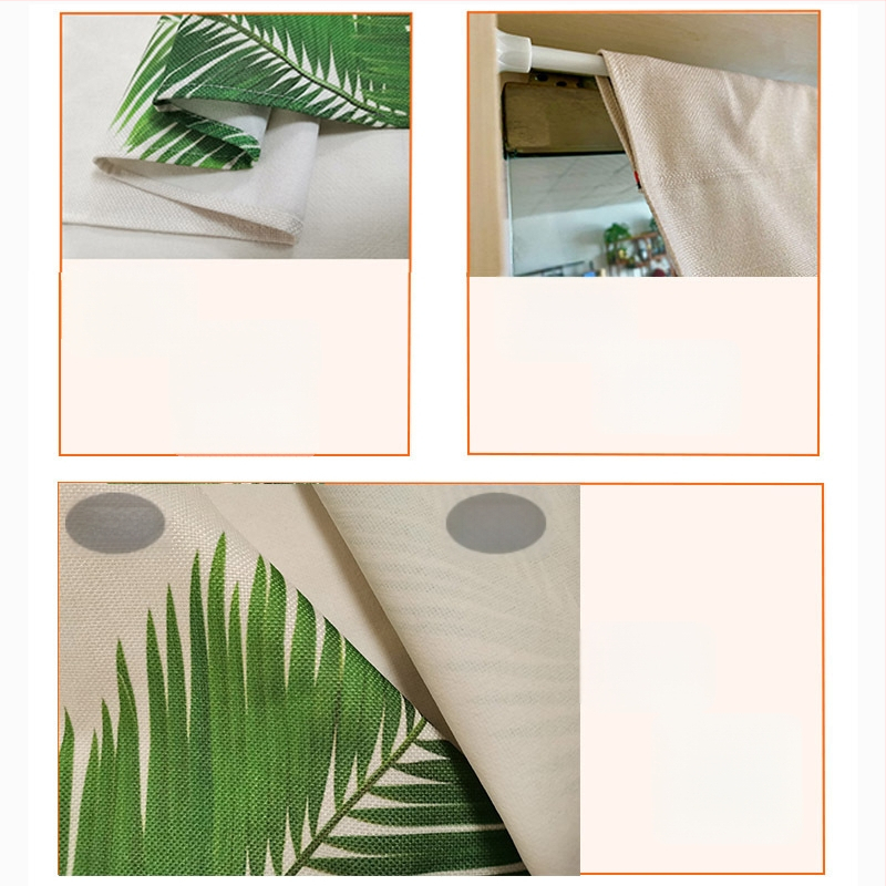 Draperie pentru ușă – Stil coreean, perdea din textil cu motiv plante, poliester, pentru living, dormitor și birou